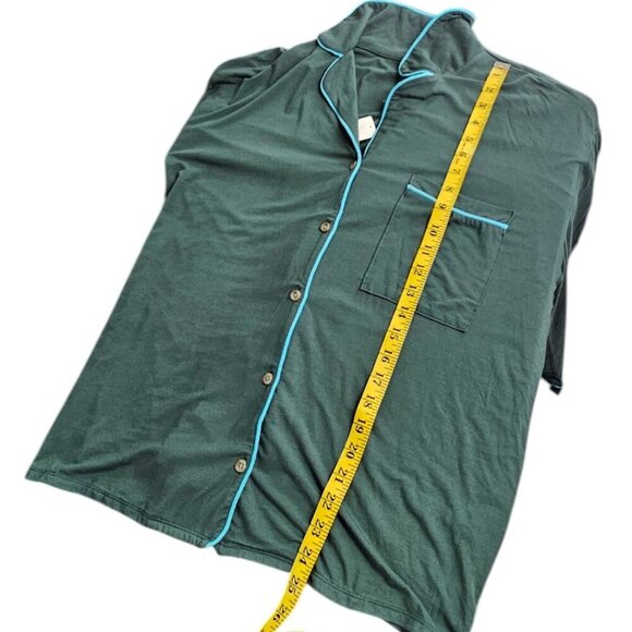 Anthropologie Womens Briar Piped Lounge Sleepwear Long Sleeve Shirt, Green, S - Picture 6 of 8